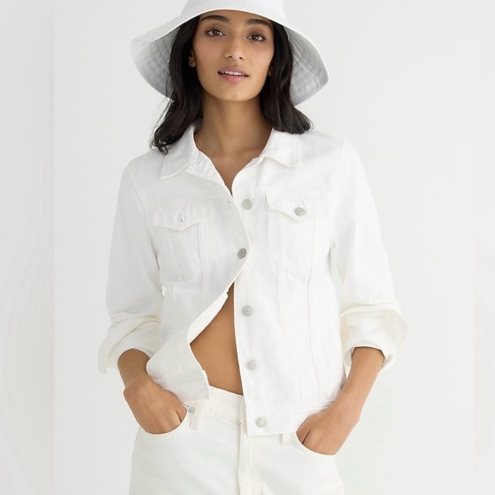 NWT J.Crew Classic Denim Jacket in white size small